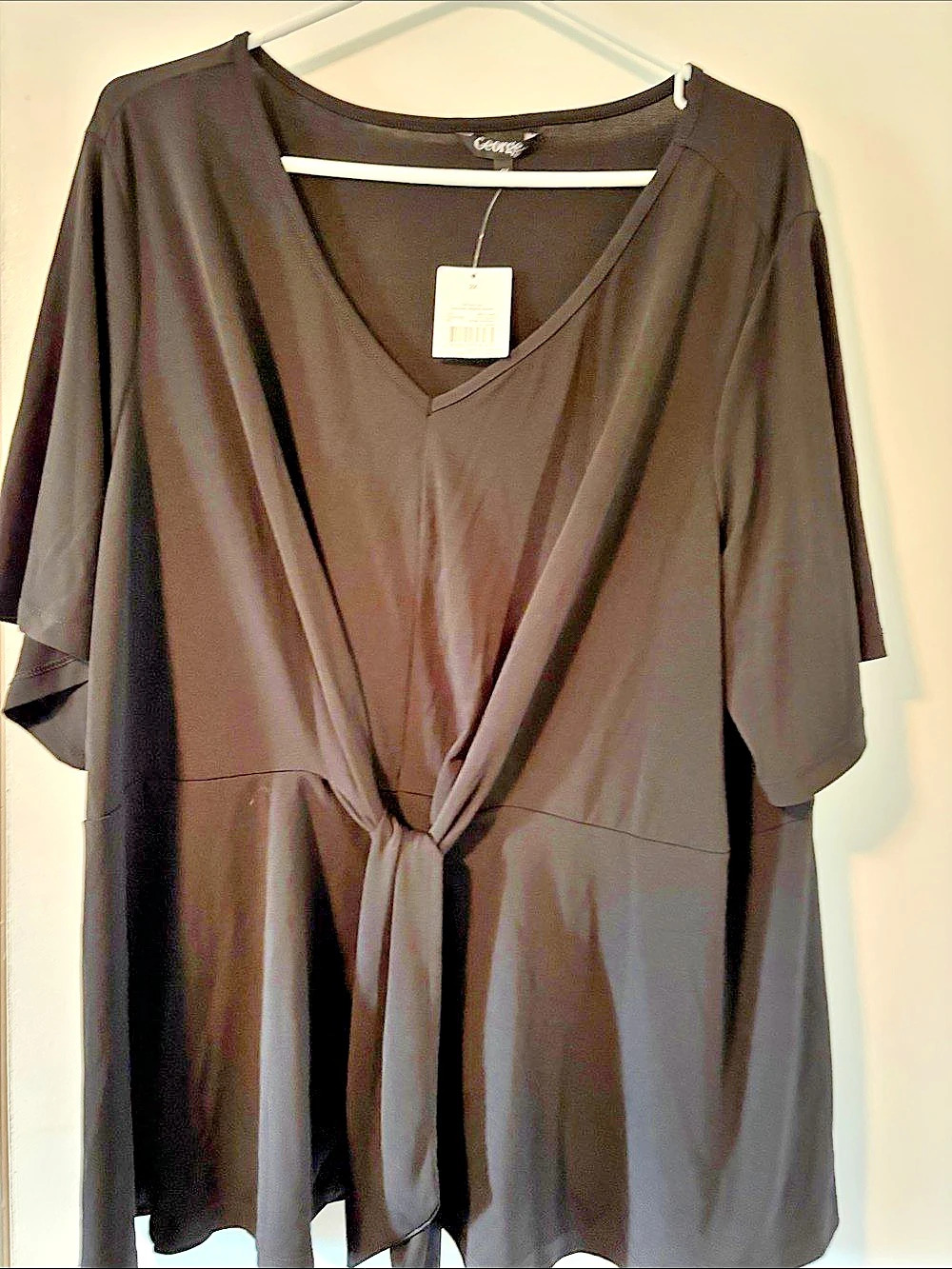Tie-Front Blouse in Black Size XL NWT